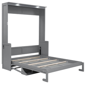 Murphy Bed With Desk, LED Lights & USB Charging Station