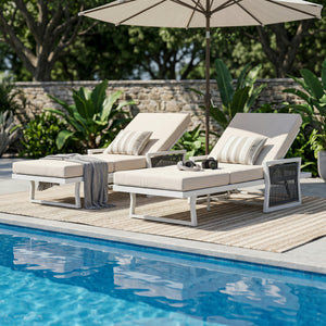 White Iron Outdoor Chaise Lounge