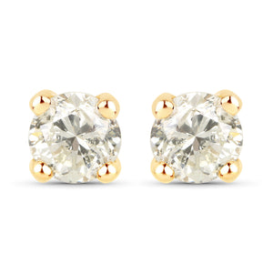 1.01 Carat Genuine LB Diamond 14K Yellow Gold Earrings