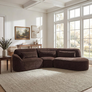 123" Modern Curved Sectional Sofa with Chaise Lounge - 3-Piece Set