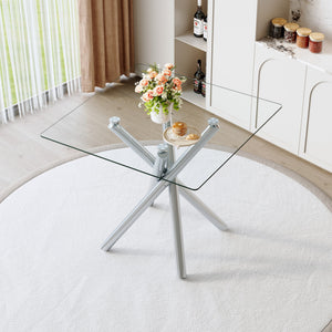 Modern Electroplated Metal Leg Bar Table with Tempered Glass Top