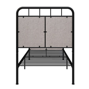 Twin Size Linen Upholstered Platform Metal Bed Frame with Fabric Headboard and Footboard