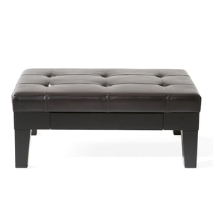 Chatham - Ottoman With Drawer Leather Storage Solution - Dark Coffee