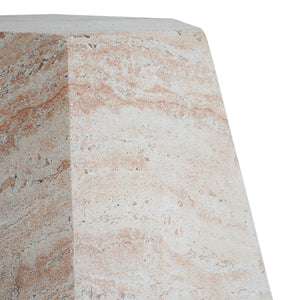 Outdoor/Indoor Lightweight Concrete Side Table with Travertine Finish in Beige