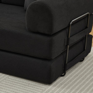 Folding Sofa Bed with Corduroy Upholstery and 2 Pillows