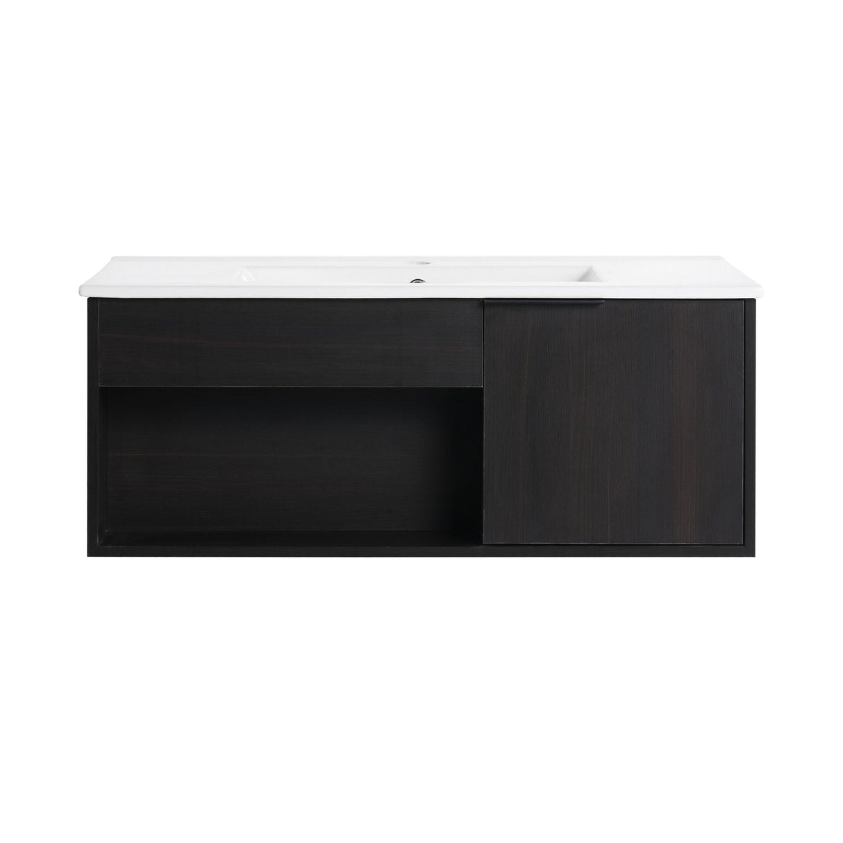 Wall Mounted Floating Bathroom Vanity With Open Shelf & Soft Close Door