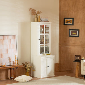 Retro Style Hutch Cabinet With Glass Door, China Cabinet For Home