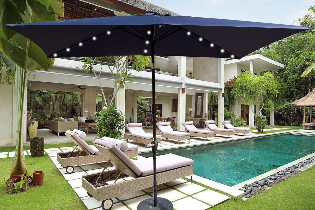 10x6.5ft solar led patio umbrella with crank & tilt