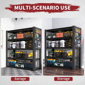 Industrial 5-Tier Adjustable Shelving Unit With Pegboard Heavy-Duty Storage