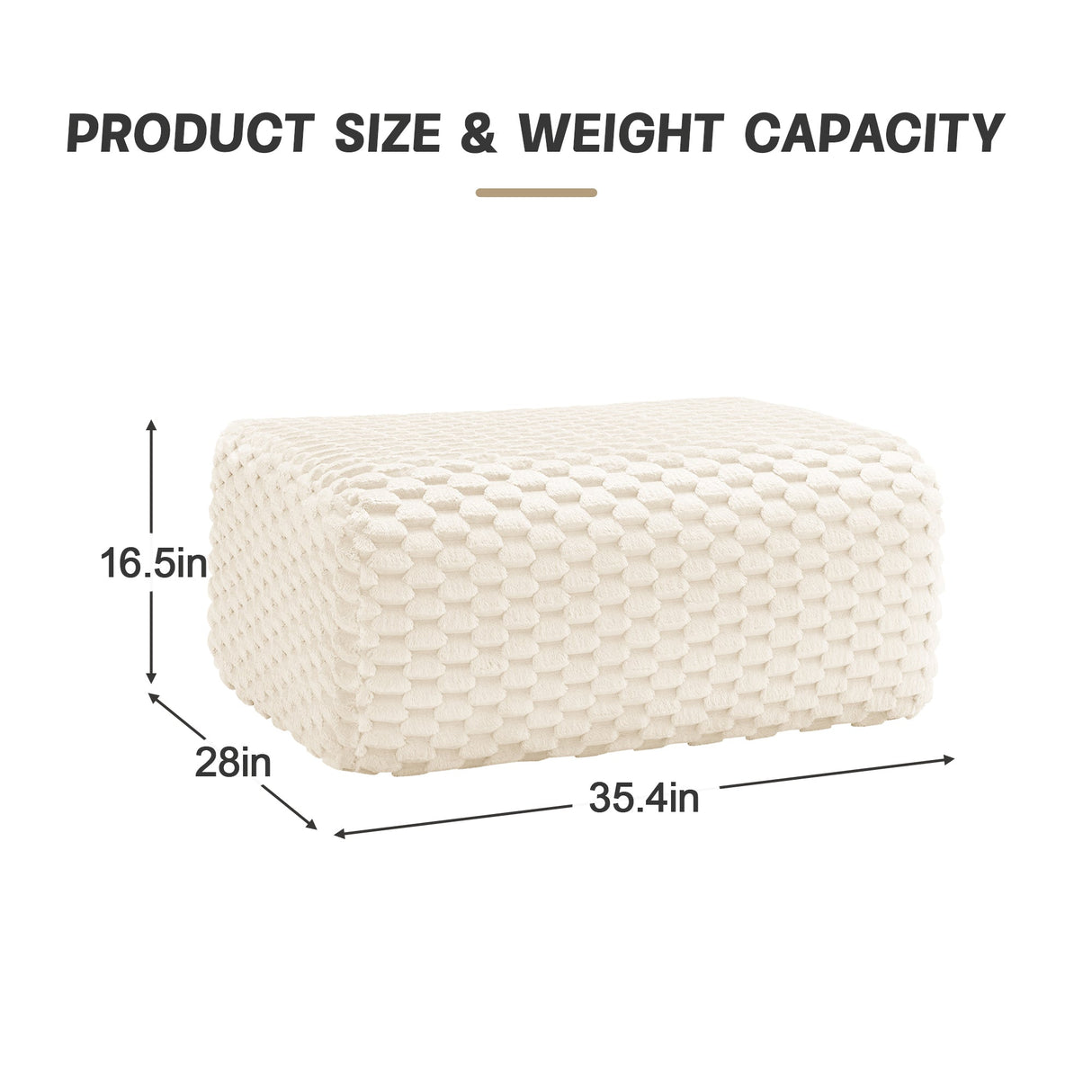 Flannelette Fabric Ottoman - White