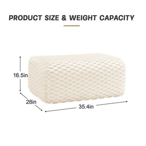 Flannelette Fabric Ottoman - White