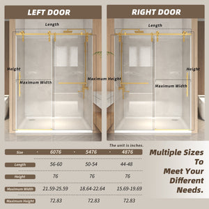 44-48" x 76" Frameless Sliding Shower Door