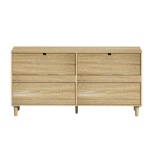 Rattan Dresser With 6 Drawers, Legs & Handles, Storage Cabinet - Natural