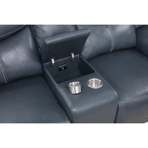 Stanwicke - 2 Piece Motion Reclining Sofa Set With Contrast Stitching - Blue
