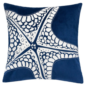 Indigo Starfish Accent Pillows with Hidden Zipper - Set of 2