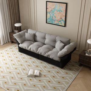 Queen Pull Out 3-in-1 Convertible Sleeper Tufted Sofa & 2 Soft Pillows