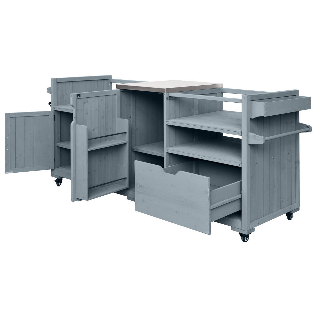 K&K 80.5' Outdoor Kitchen Island for Big Green Egg & Blackstone Griddle