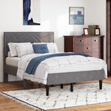 Full Bed Frame with Linen Storage Headboard