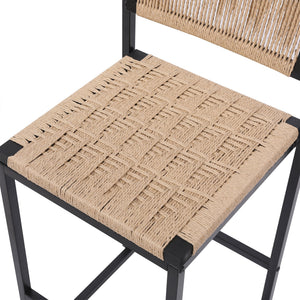 Kitchen Bar Stools with Footrest Set of 2 Paper Rope Weave Dining Chairs