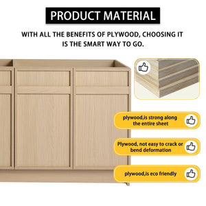 Modern Freestanding Bathroom Vanity with Soft Close Cabinet Doors - Light Brown
