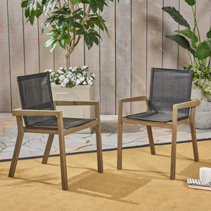 Belfast Dining Chair With Acacia Wood Frame And Seating (Set of 2)