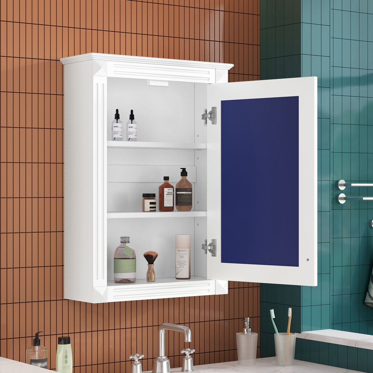 Wall Mounted Bathroom Storage Medicine Cabinet For Over Toilet With Mirror