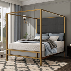 Modern Gold Metal Canopy Bed