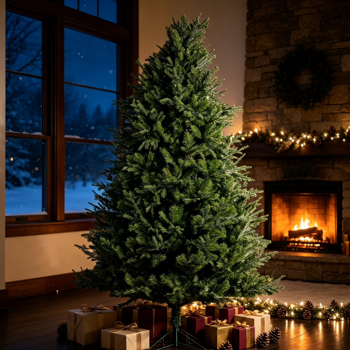 7 Ft Realistic PE/PVC Hybrid Christmas Tree with Fresh Pine Scent