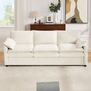 Modern 3 Seater Sofa With Side Storage Pockets For Living Room