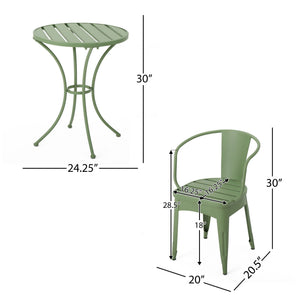 3 Piece Bistro Set With Table And 2 Chairs - Green
