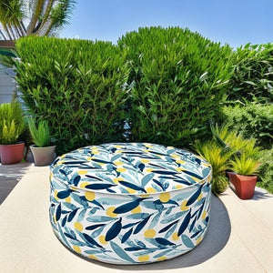 2 Pack Outdoor Inflatable Ottoman 21"x21"x9" - Coastal Leaves