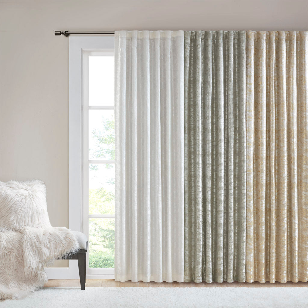 Jacquard lined total blackout rod pocket/back tab curtain panel (only 1 pc panel)