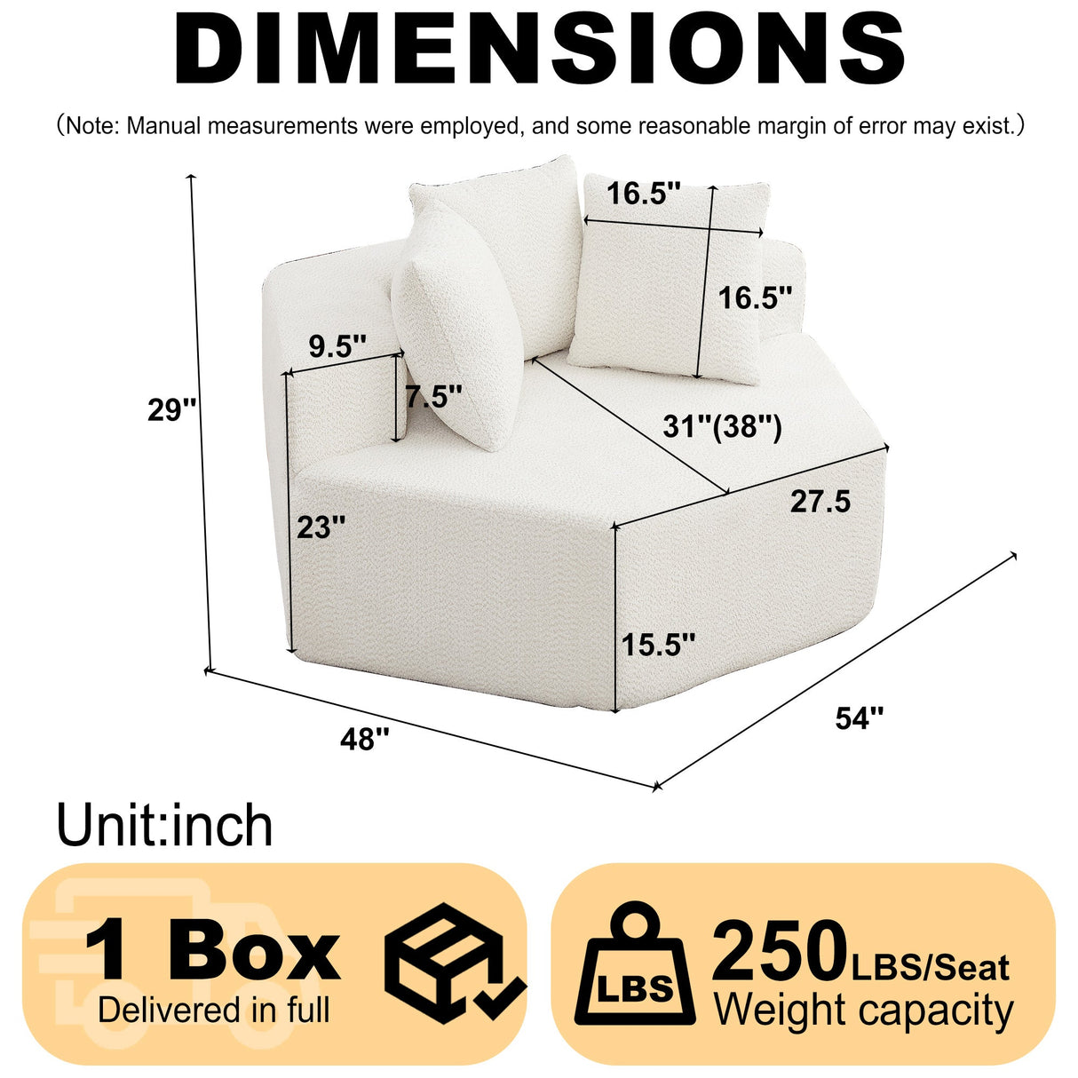 54-Inch Modern-Style Hexagonal Single Lounge Chair