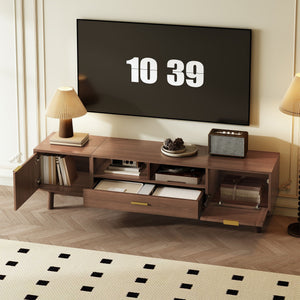 TV Stand for 75" TVs with Soft-Closing Doors - Dark Brown