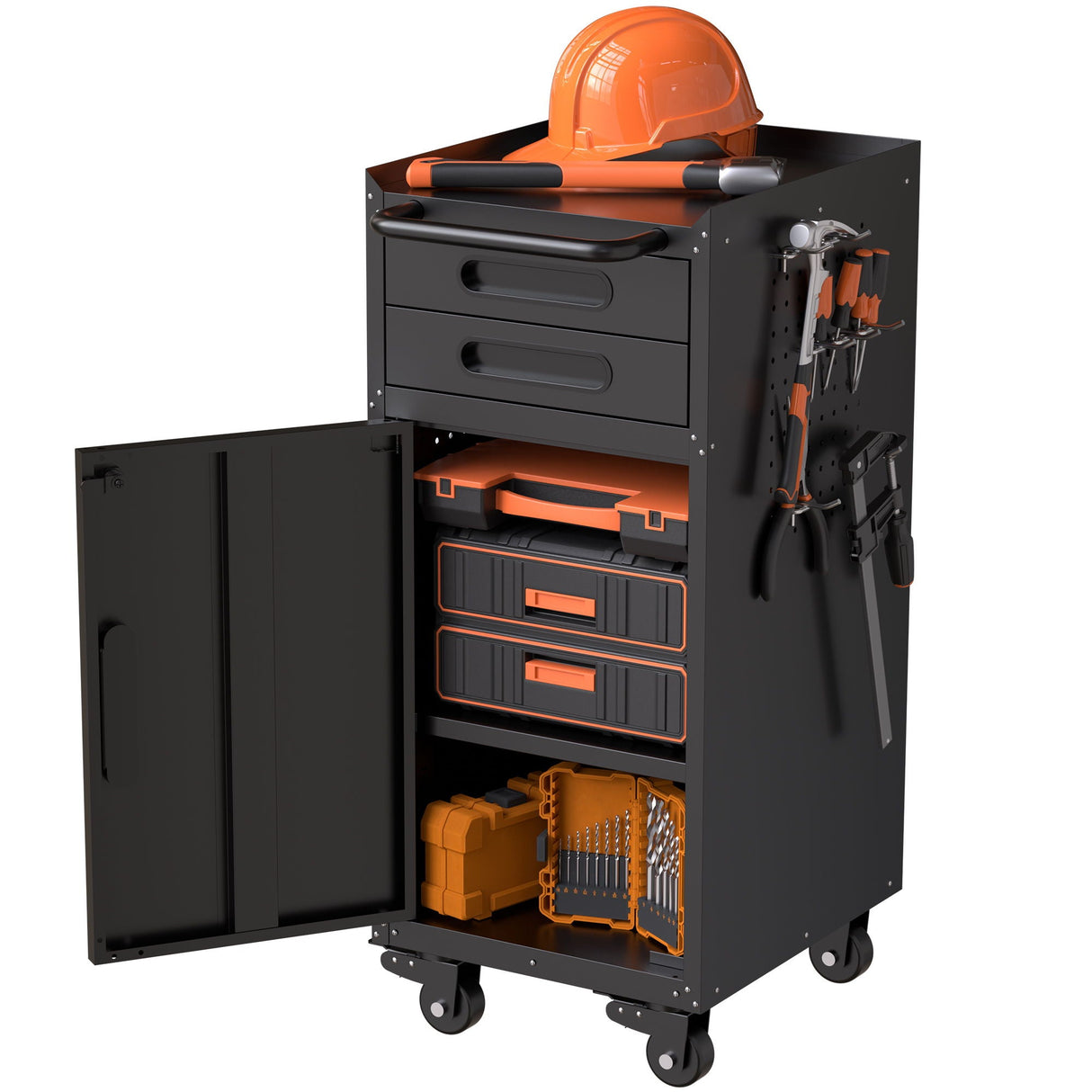 Rolling Tool Cabinet Heavy Duty Garage Storage With Lockable Doors