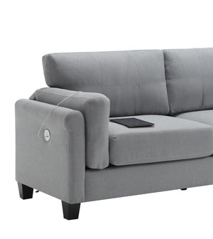 Modern Gray Sofa with Integrated USB and Type-C Charging