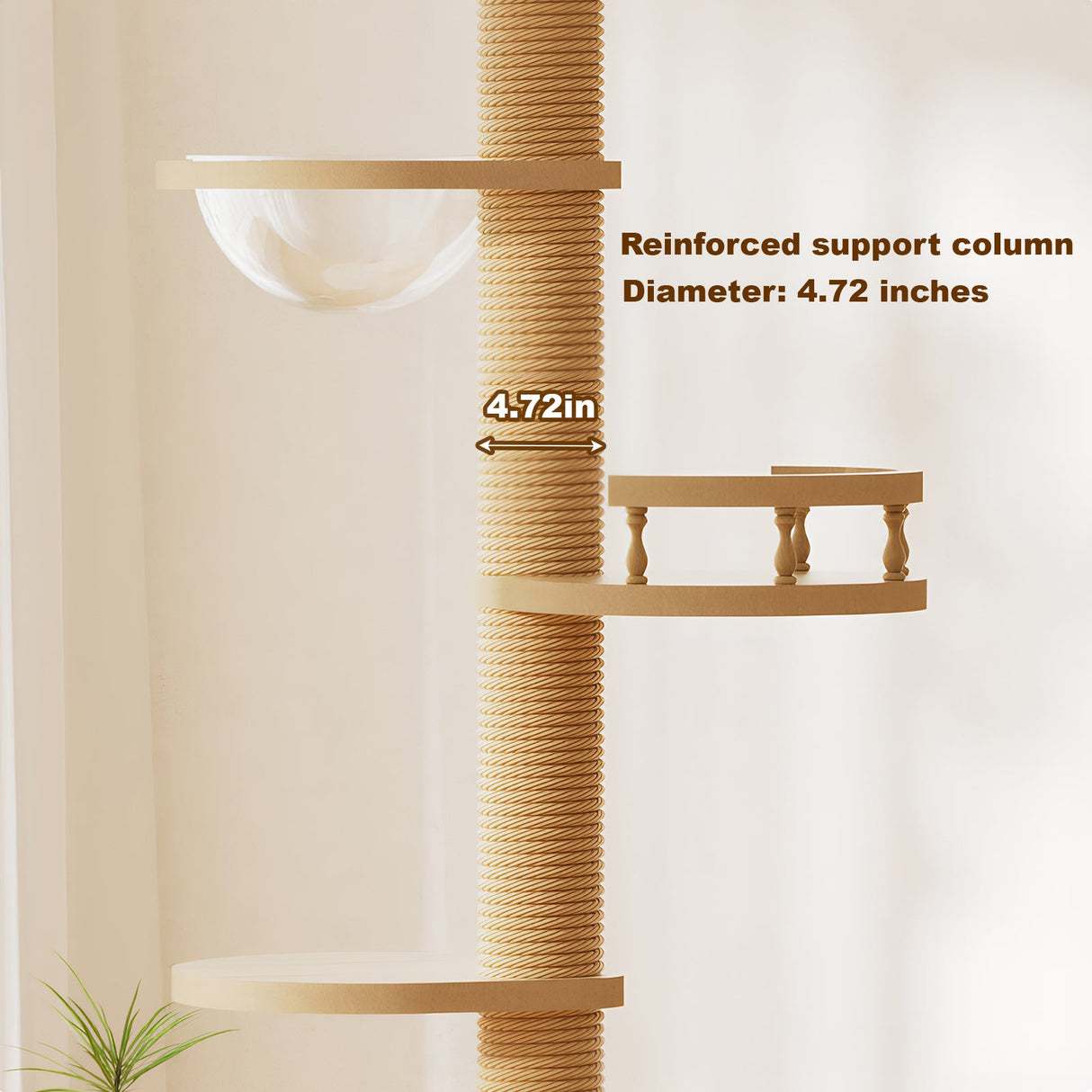 Floor to Ceiling Cat Tree with Adjustable Height and Condo Cave Bed