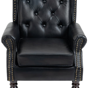 Modern Accent Armchair with Black PU Leather and Wood Legs
