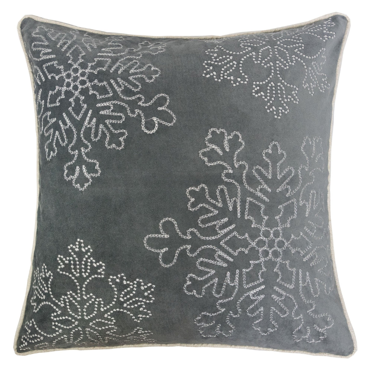 Gray Velvet Holiday Throw Pillow 20x20