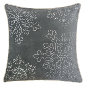 Gray Velvet Holiday Throw Pillow 20x20