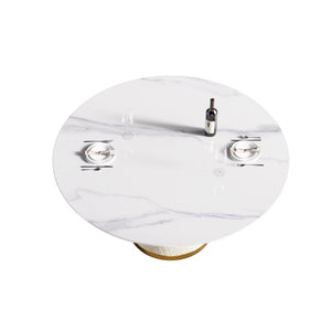 Modern Artificial Stone Round Carbon Steel Base Dining Table, Can Accommodate 6 People