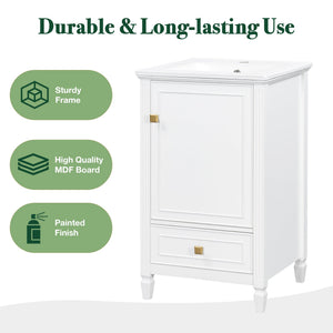 20" Bathroom Vanity with Ceramic Sink and Storage Cabinet