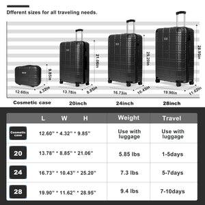 Luggage Sets ABS+PC Hardshell 4pcs Lightweight Durable Suitcases