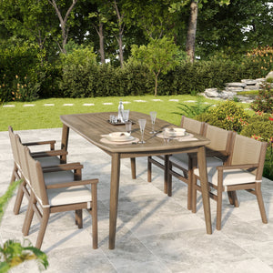 Acacia Wood Dining Table For 8 People - Outdoor Farmhouse Furniture