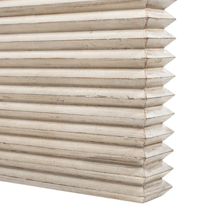 Veda 94' Reclaimed Wood Stacked Geometric Waterfall Dining Table, Seats up to 8, Whitewashed Natural Reclaimed Pine Wood
