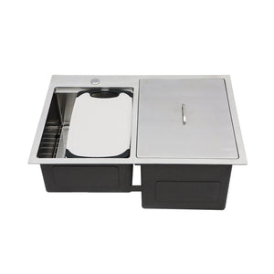 Outdoor Double Bowl Drop In Sink With Workstation - Brushed Nickel