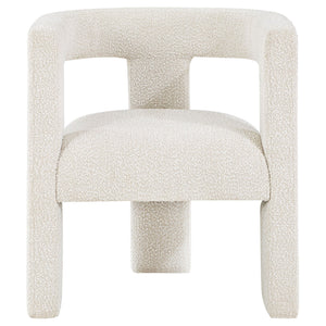 Verda - Upholstered Accent Side Chair In Soft With Rounded Open Back And 3 Leg Base - White