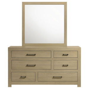 Hendricks 6-drawer Bedroom Dresser and Mirror Light Oak