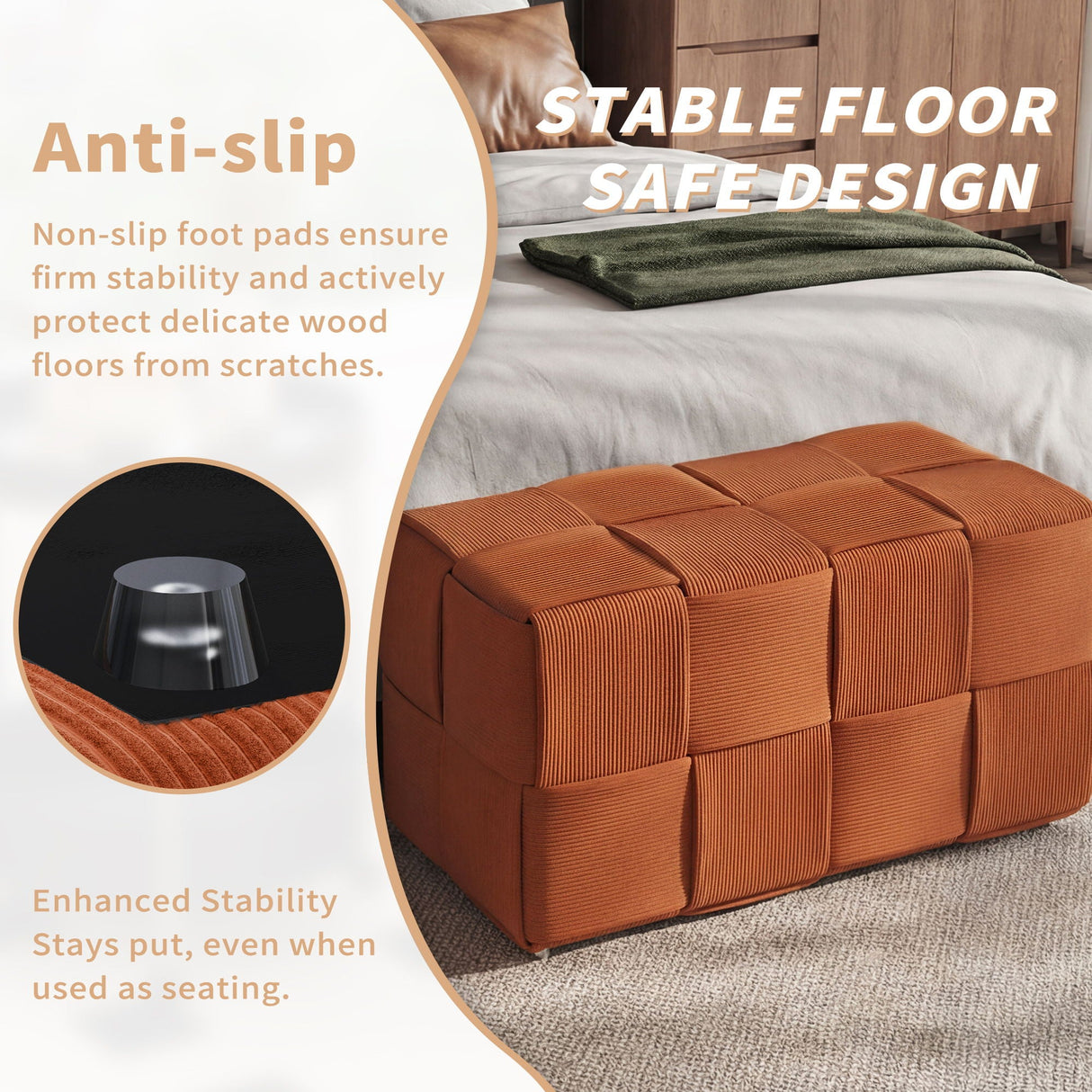 Modern Ottoman Foot Rest With Woven Design