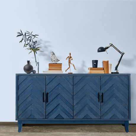 Stronger vintage style buffet cabinet, lacquered accent storage 4 door wooden